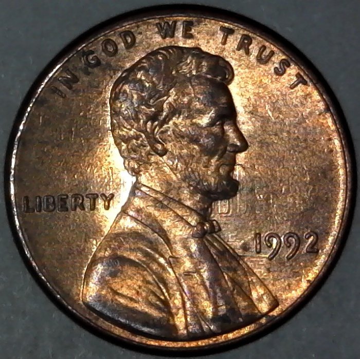1992-P-Lincoln-Memorial-Cent-With-Strong-Die-Clash!-Memorial-Roof-Shows!